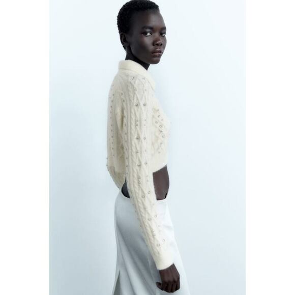 🤍 BEADED CROP KNIT CARDIGAN - Picture 8 of 8